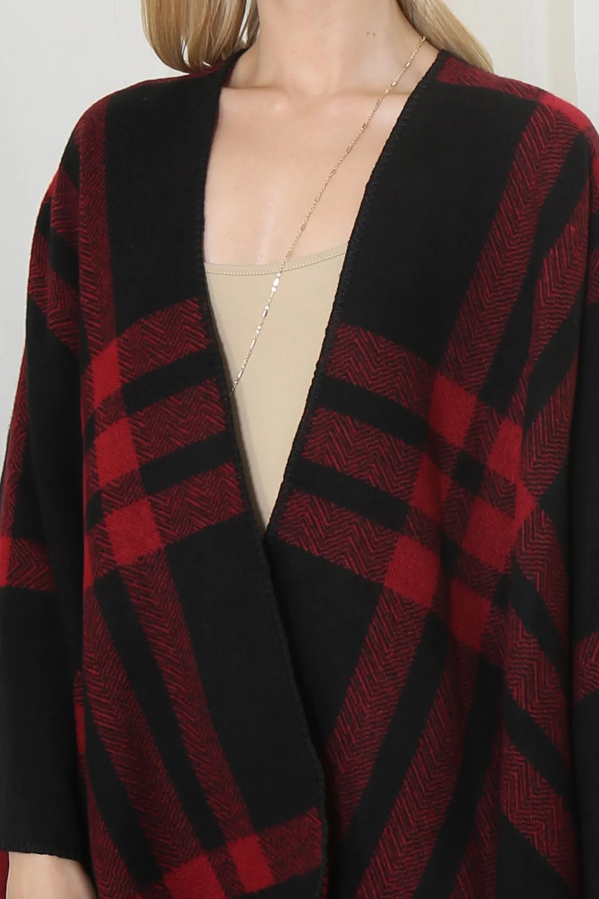 PLAID KNIT WARMER OPEN FRONT KIMONO (NOW $8.75 ONLY!)
