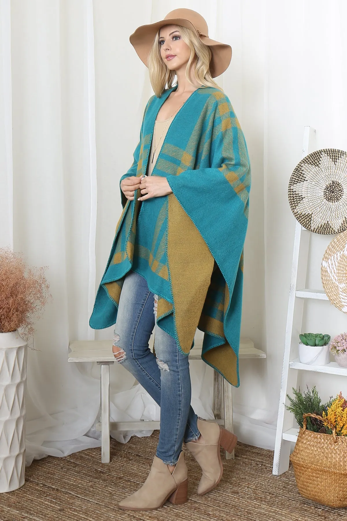 PLAID KNIT WARMER OPEN FRONT KIMONO (NOW $8.75 ONLY!)