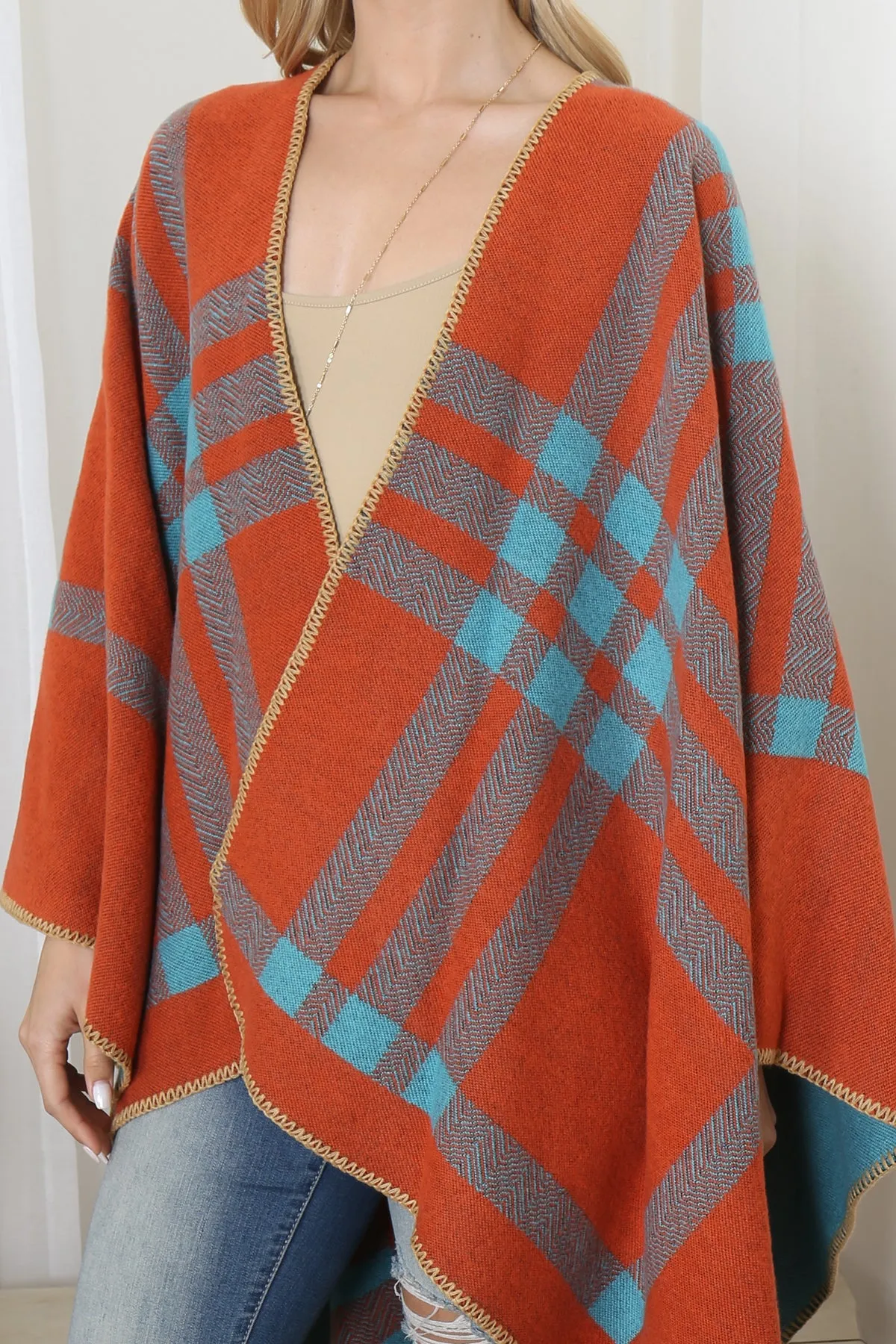 PLAID KNIT WARMER OPEN FRONT KIMONO (NOW $8.75 ONLY!)