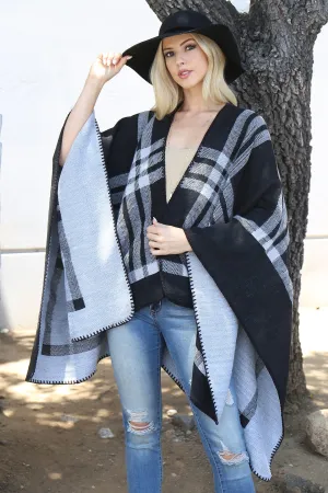 PLAID KNIT WARMER OPEN FRONT KIMONO (NOW $8.75 ONLY!)