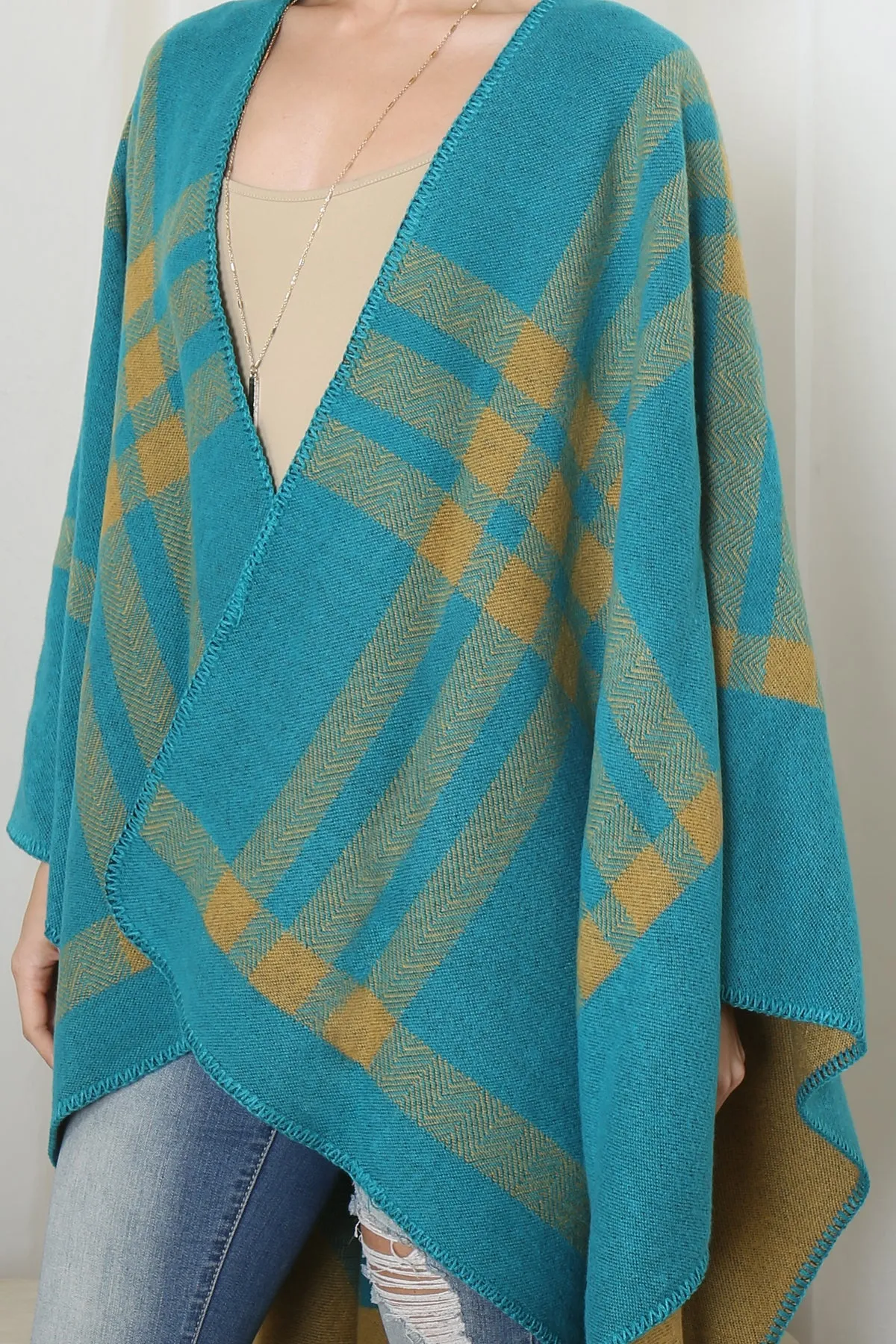 PLAID KNIT WARMER OPEN FRONT KIMONO (NOW $8.75 ONLY!)