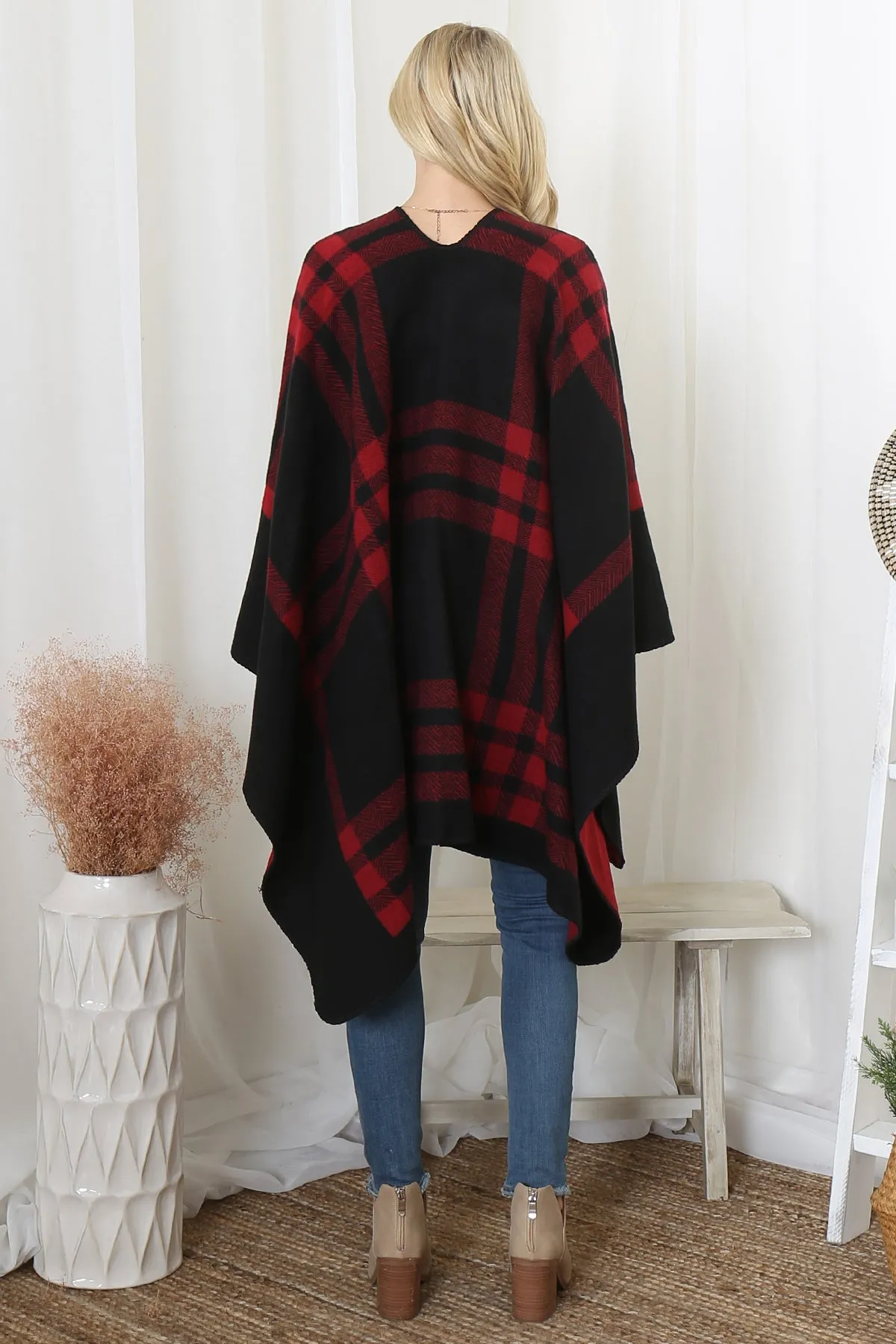 PLAID KNIT WARMER OPEN FRONT KIMONO (NOW $8.75 ONLY!)