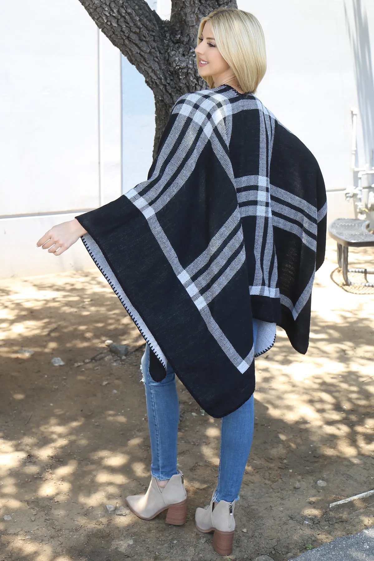 PLAID KNIT WARMER OPEN FRONT KIMONO (NOW $8.75 ONLY!)