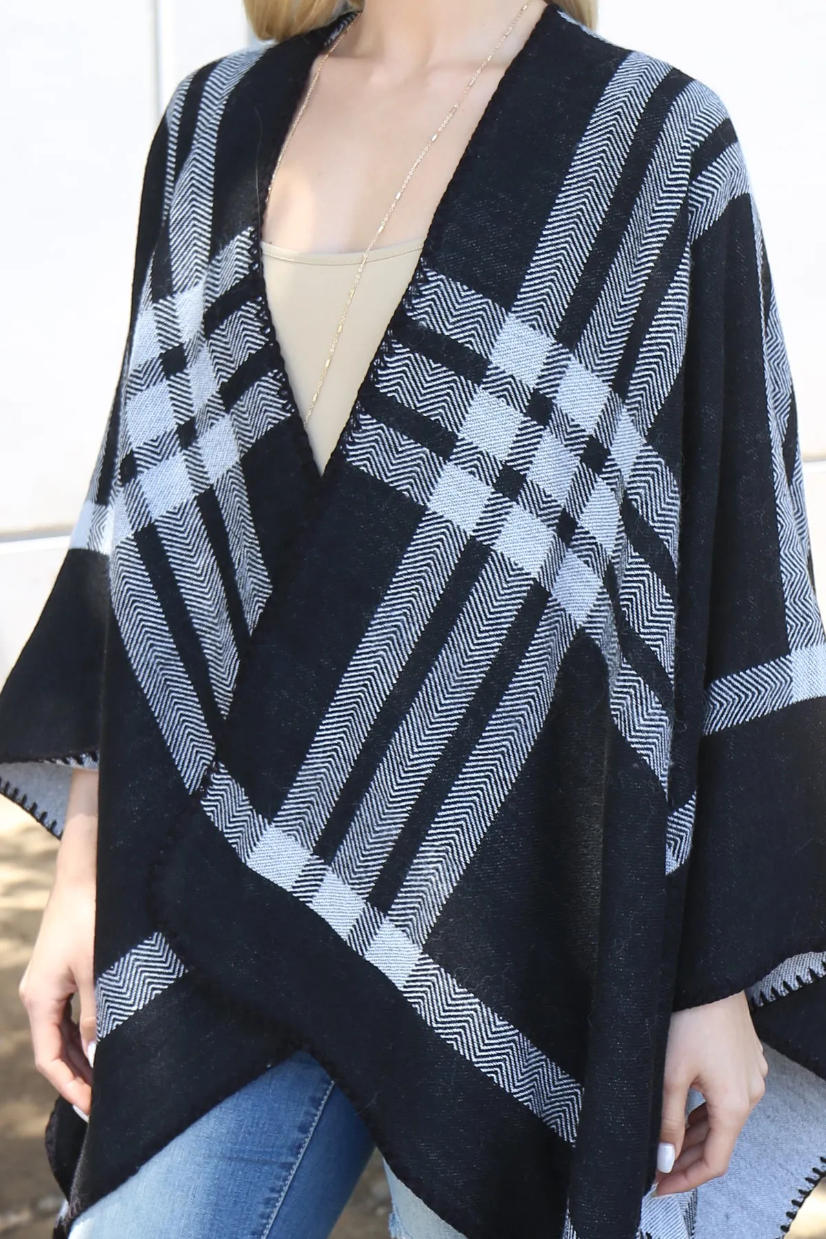 PLAID KNIT WARMER OPEN FRONT KIMONO (NOW $8.75 ONLY!)