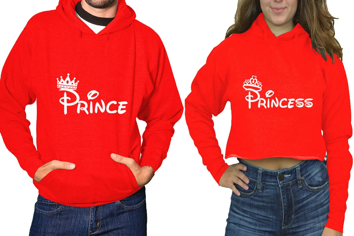 Prince & Princess Matching Pullover Hoodie for Men, Crop Top Hoodie for Women – Sold Separately