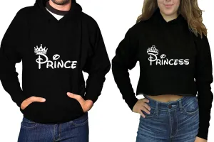 Prince & Princess Matching Pullover Hoodie for Men, Crop Top Hoodie for Women – Sold Separately