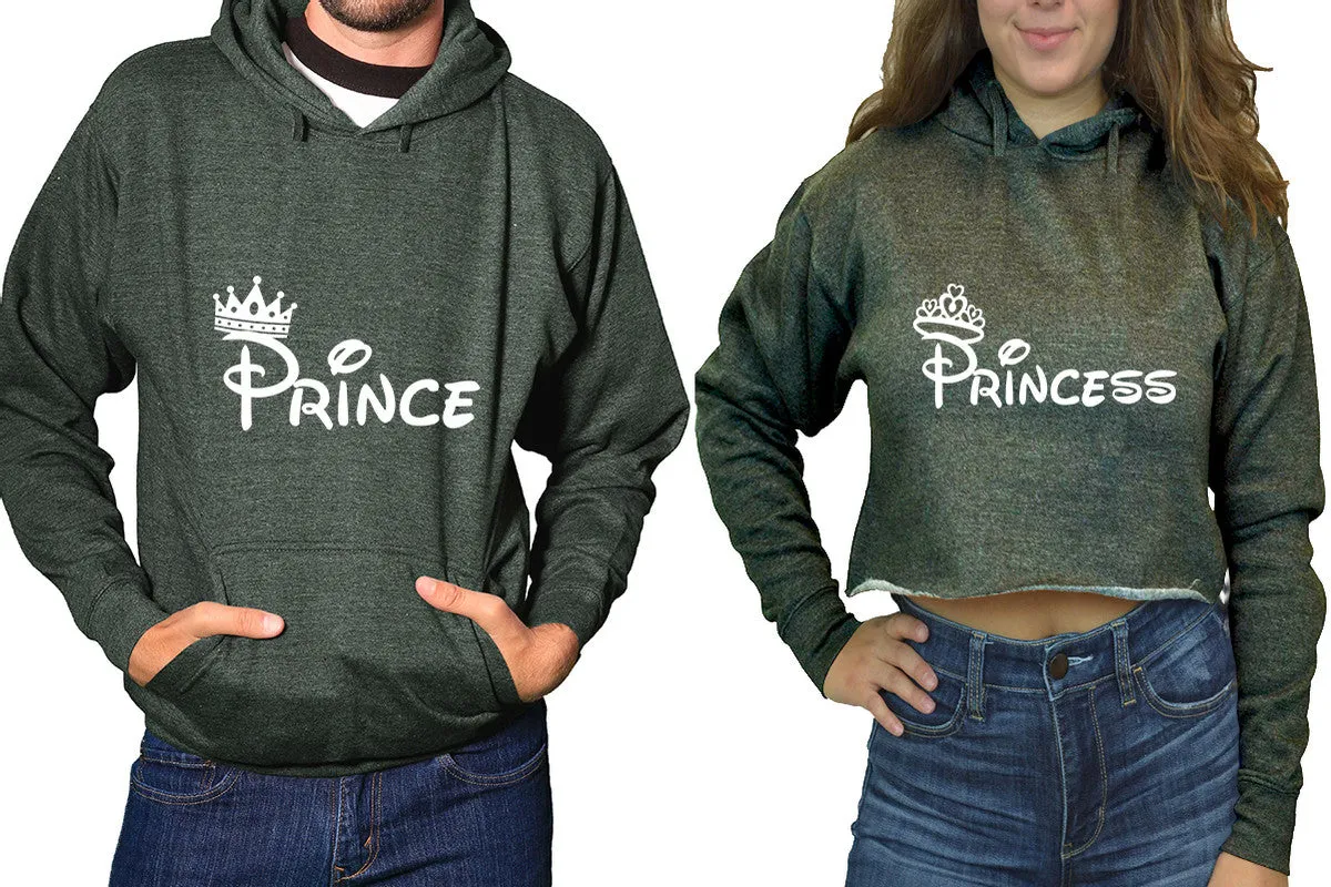 Prince & Princess Matching Pullover Hoodie for Men, Crop Top Hoodie for Women – Sold Separately