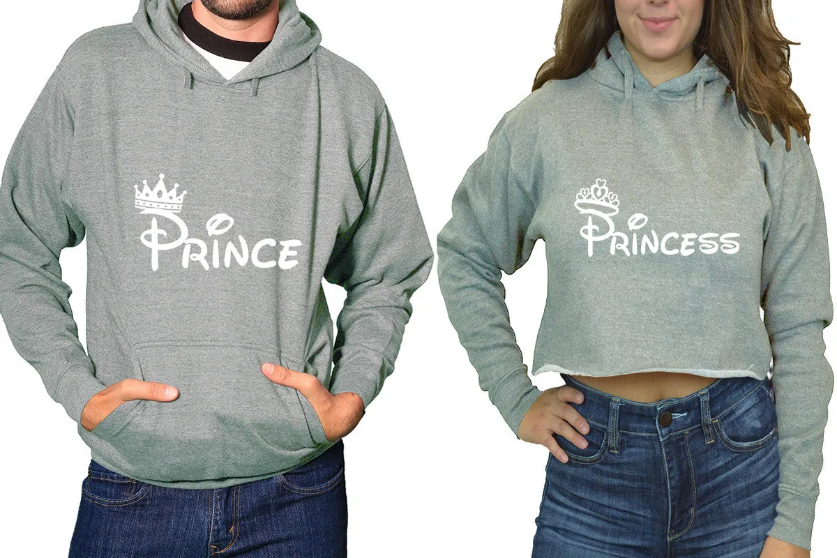 Prince & Princess Matching Pullover Hoodie for Men, Crop Top Hoodie for Women – Sold Separately