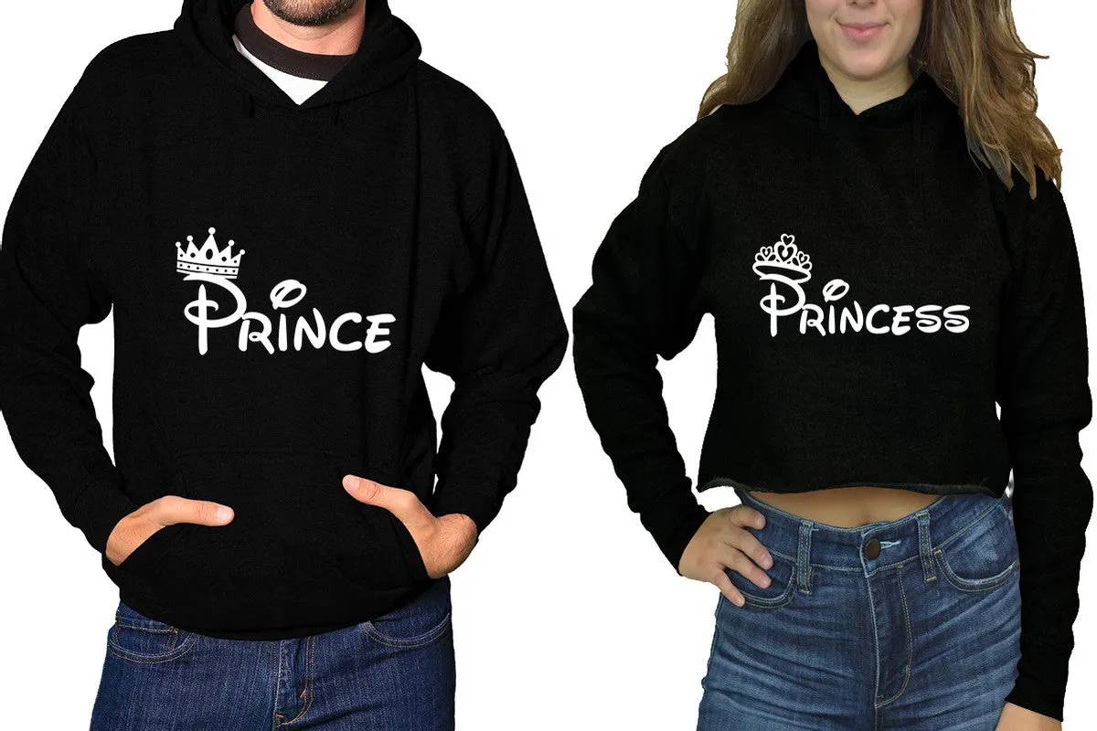 Prince & Princess Matching Pullover Hoodie for Men, Crop Top Hoodie for Women – Sold Separately