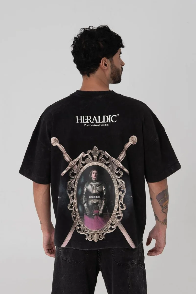 Pure Black Heraldic Portrait T-Shirt