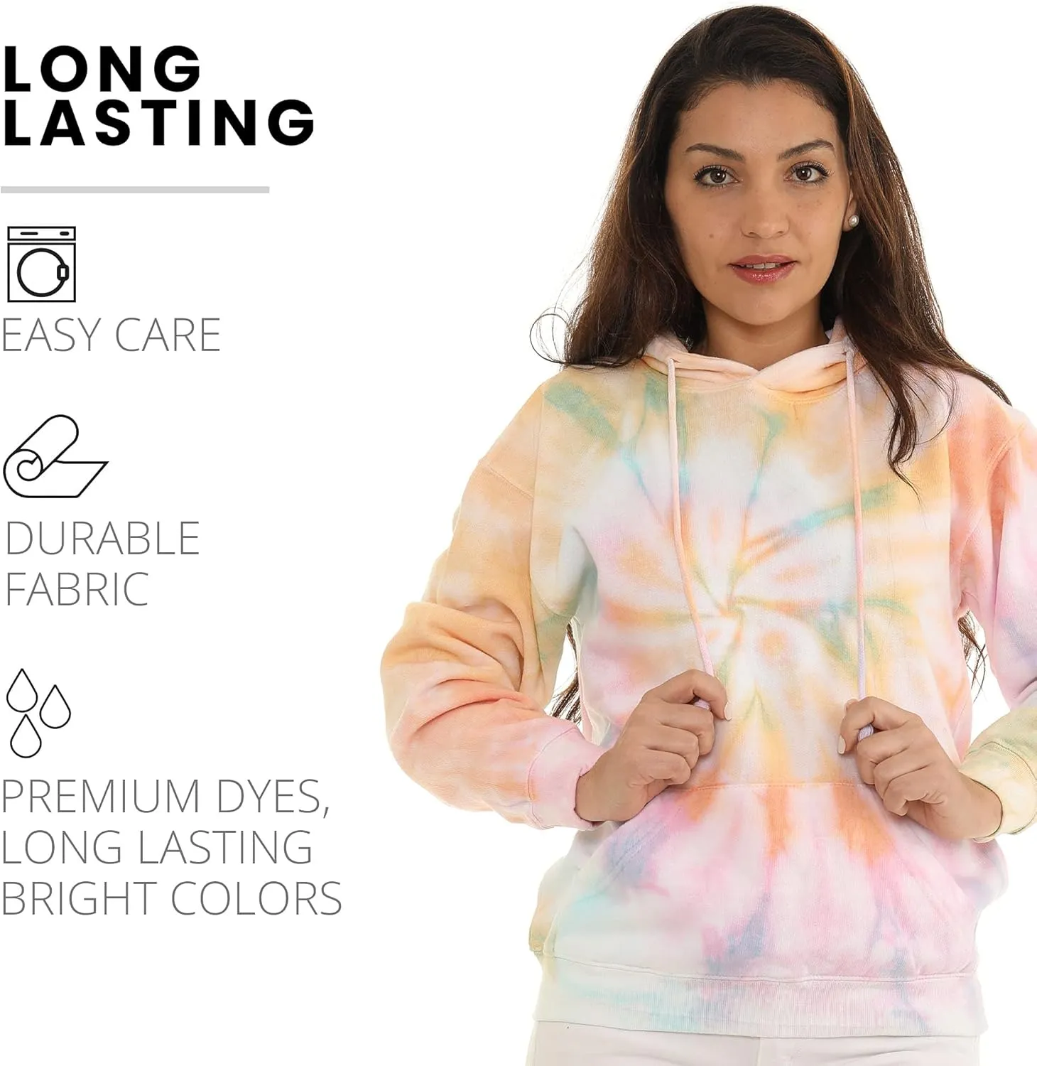 Pure Essence Tie Dye Sweatpants, Long Sleeve T-Shirts, Hoodies, and Crew Neck Sweatshirts (Sizes S, M, L, XL).