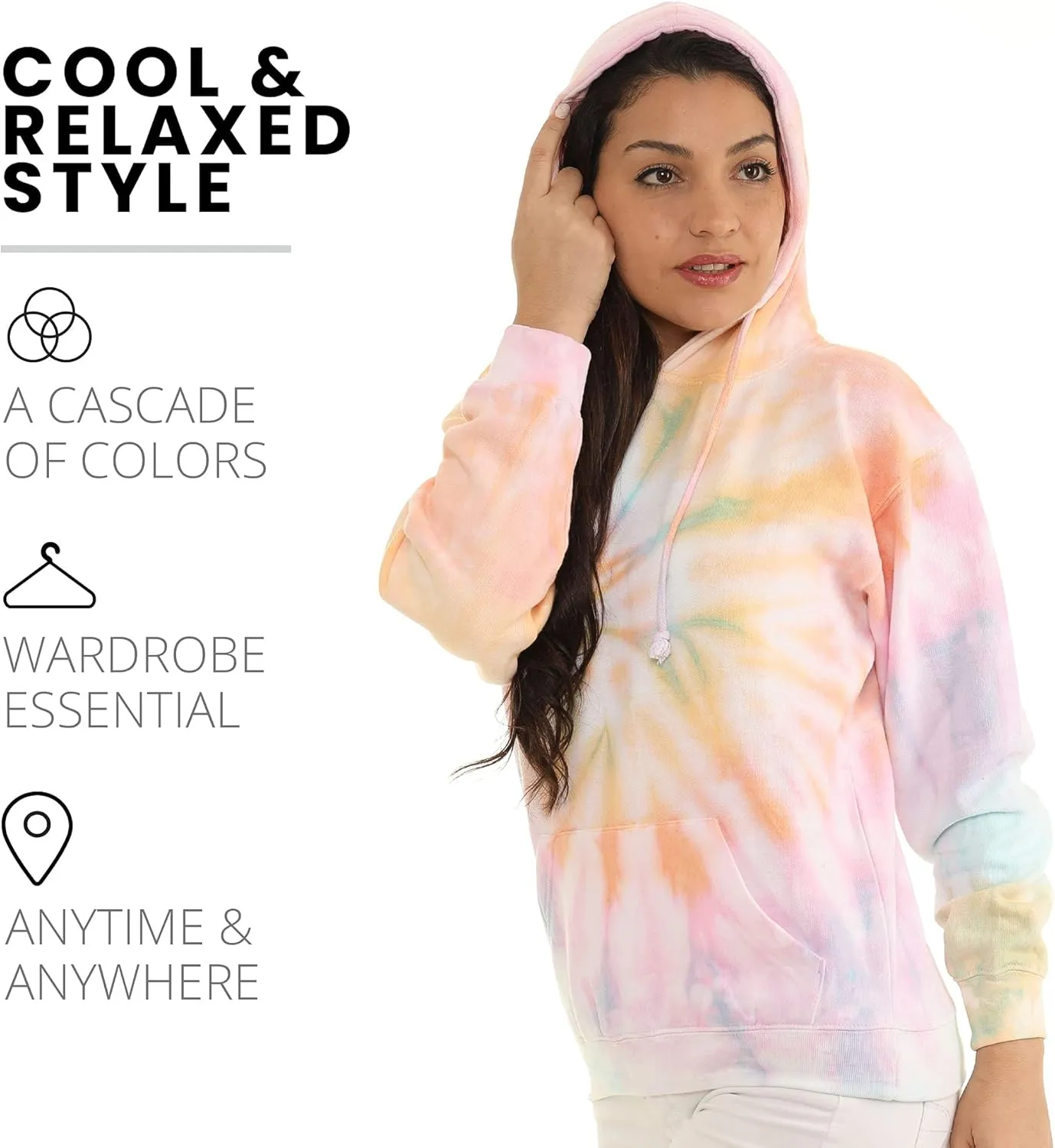 Pure Essence Tie Dye Sweatpants, Long Sleeve T-Shirts, Hoodies, and Crew Neck Sweatshirts (Sizes S, M, L, XL).