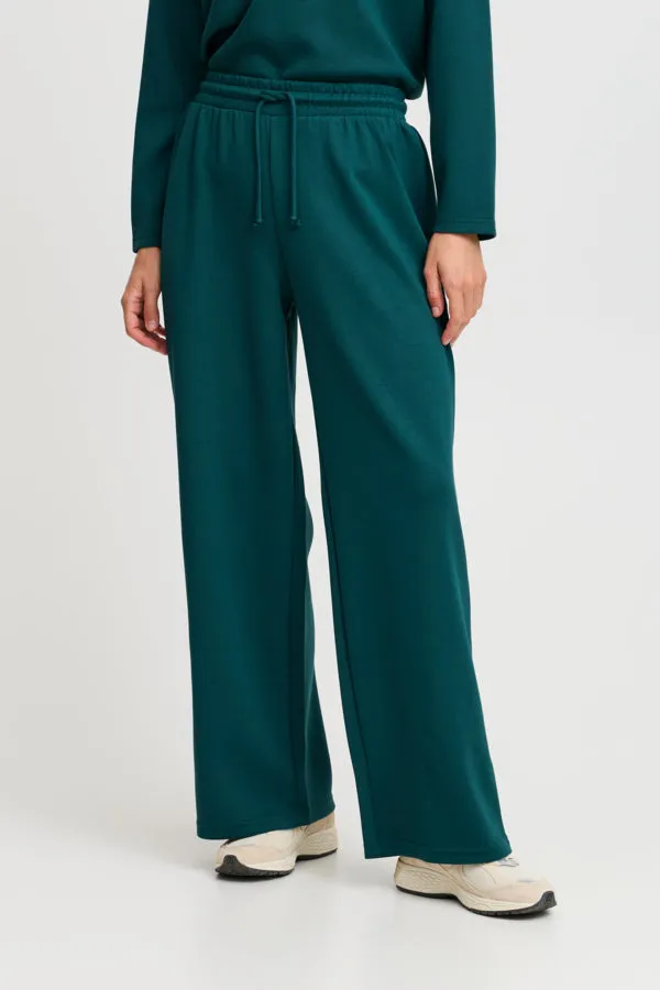 PUSTI 101 Soft Touch Wide Leg Joggers in Royal Green