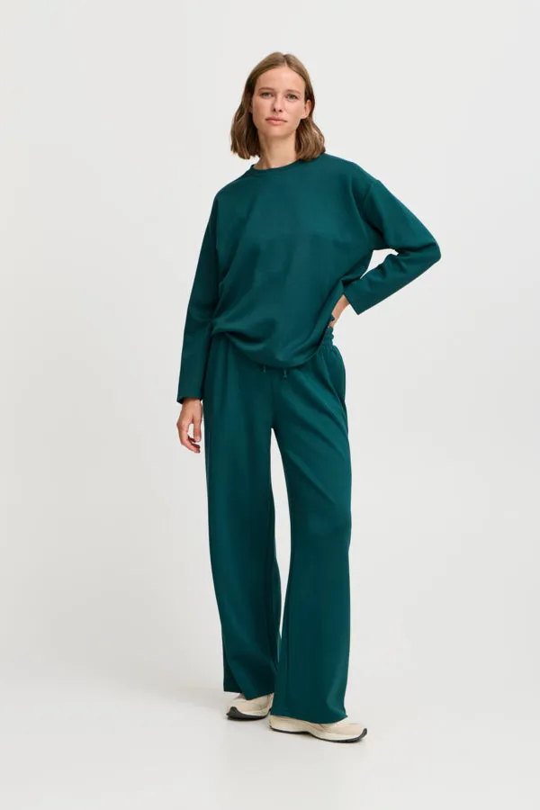 PUSTI 101 Soft Touch Wide Leg Joggers in Royal Green