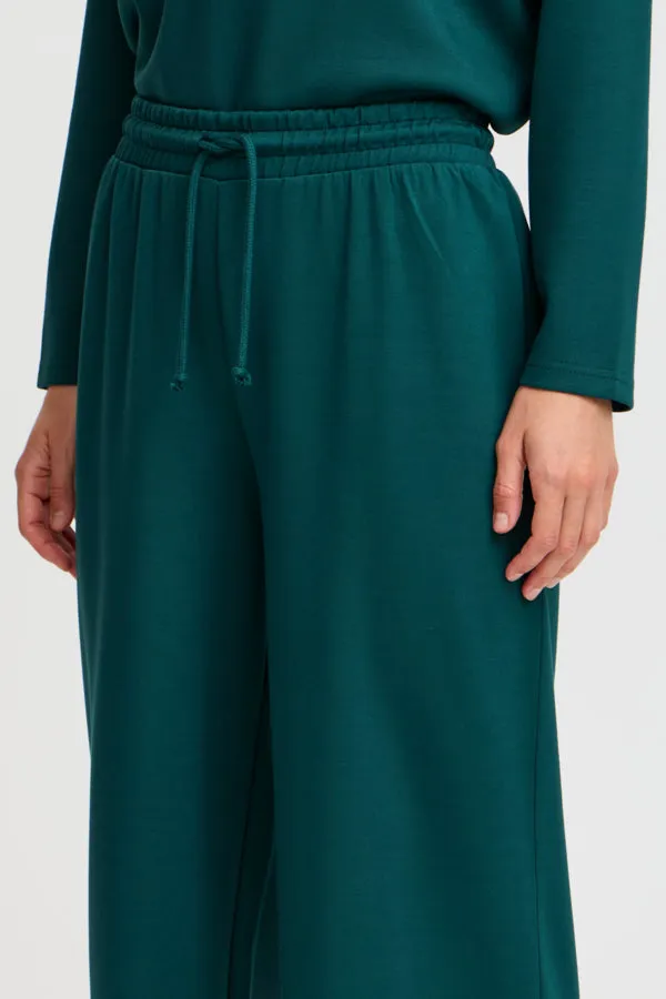 PUSTI 101 Soft Touch Wide Leg Joggers in Royal Green