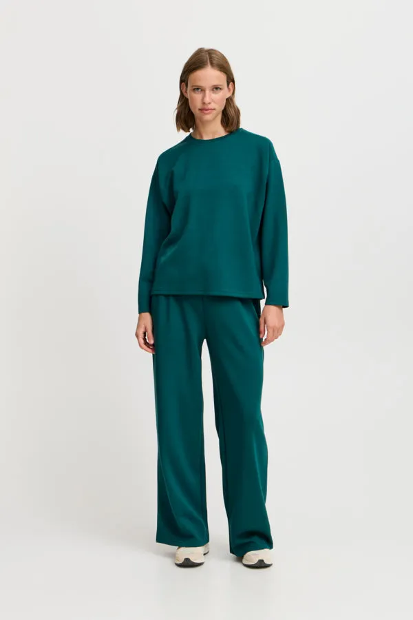 PUSTI 101 Soft Touch Wide Leg Joggers in Royal Green