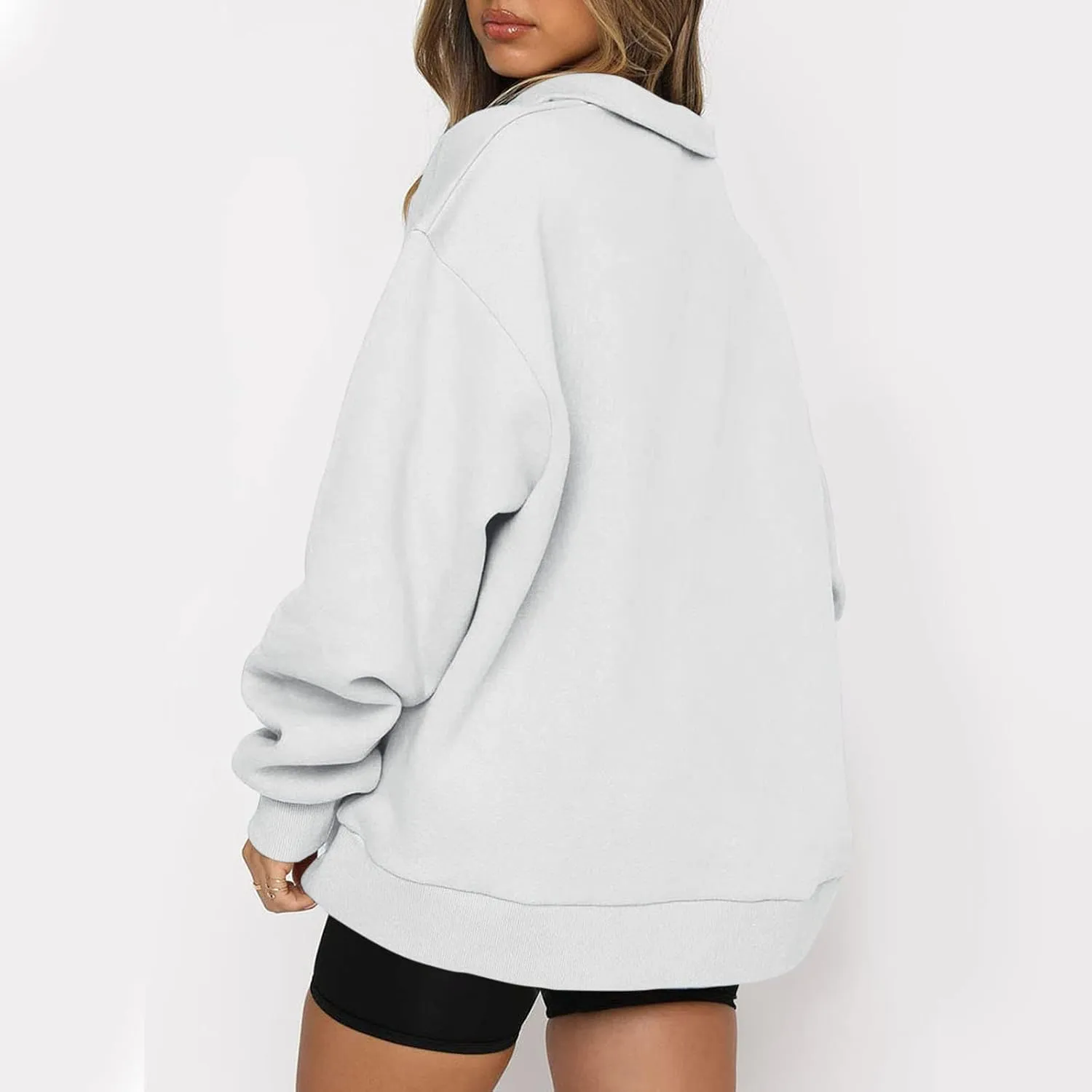 Quarter Zip Pullover Women Oversized Scuba Dupes Sweatshirt Fall Fashion 2023 Half Zip Hoodies Pullover Y2K Teen Girl Clothes