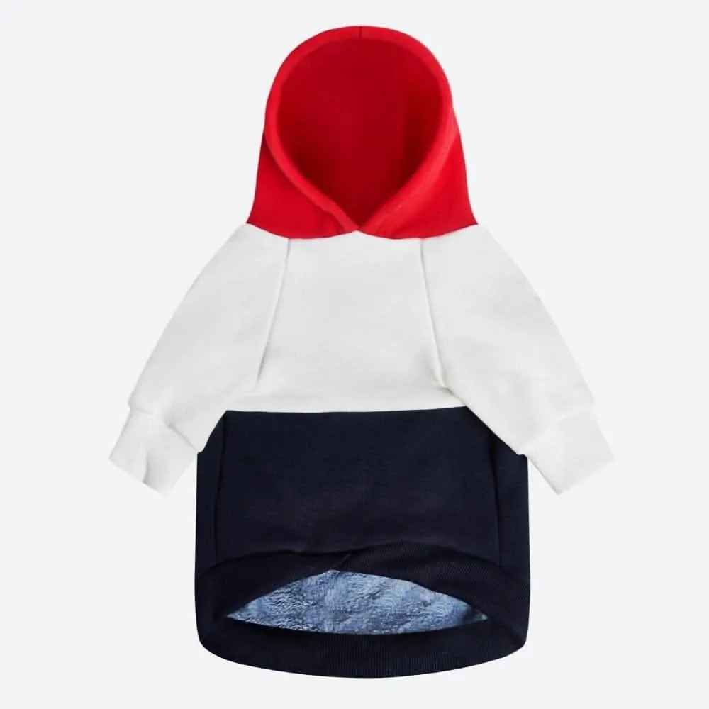 Red, White, Navy Dog Hoodie (SIZE L)