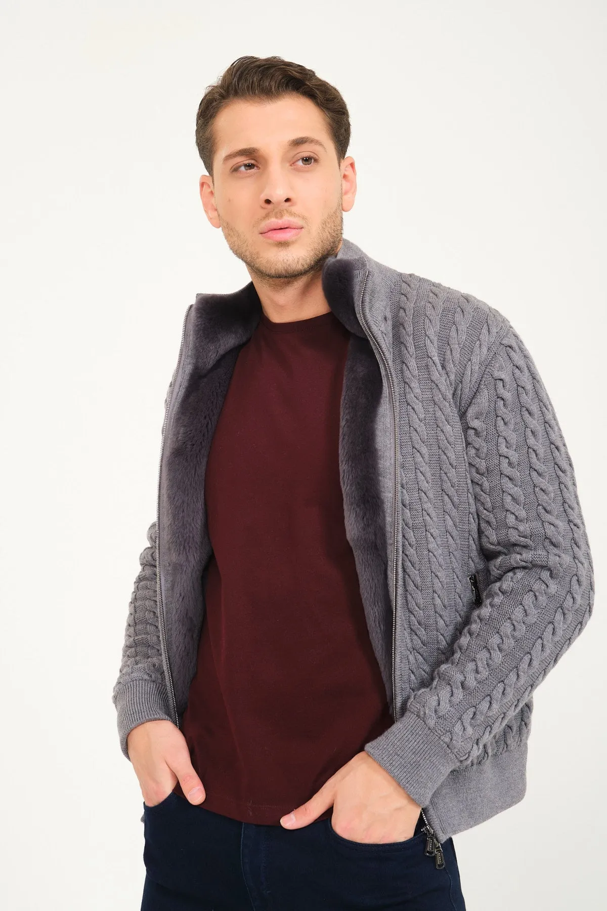 Rex Fur Lined Knit Cardigan