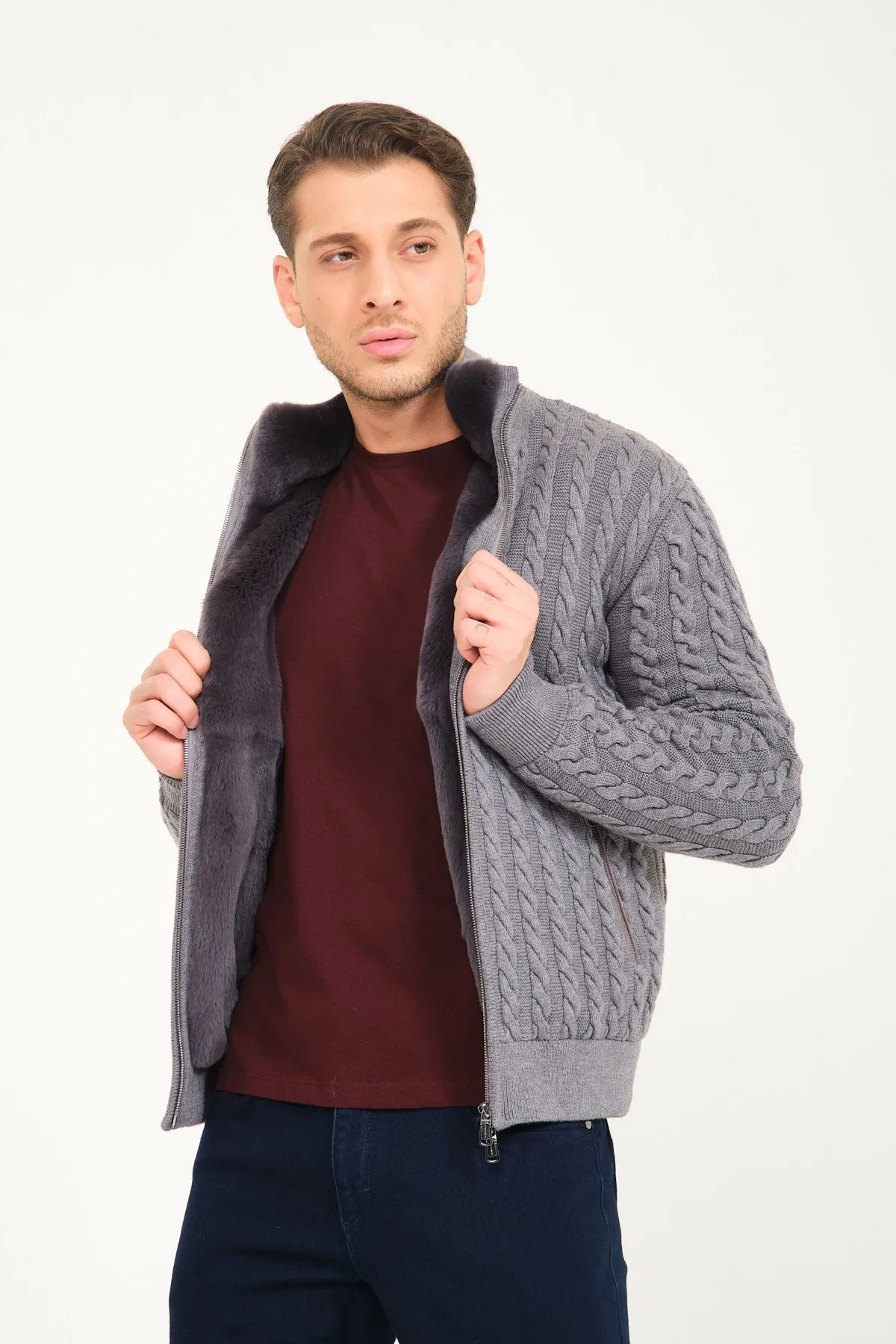 Rex Fur Lined Knit Cardigan