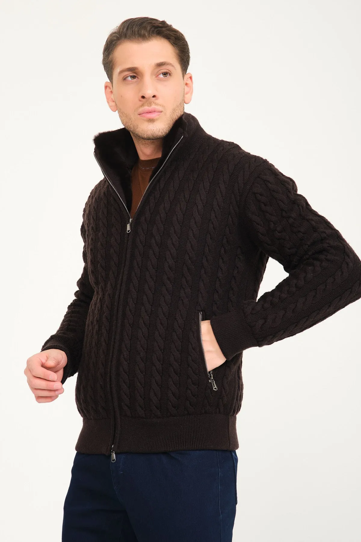 Rex Fur Lined Knit Cardigan