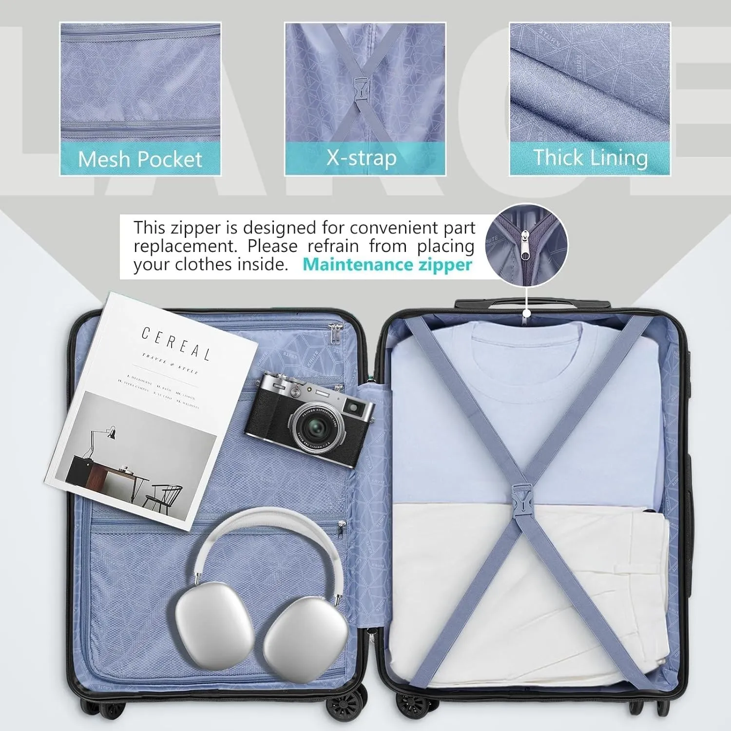  rolling garment bags for travel Lightweight Lock Hard Shell Luggage with Unique Patterns and Spinner Wheels Krute Suitcase 20inch/ 24inch/ 28inch(24inch)