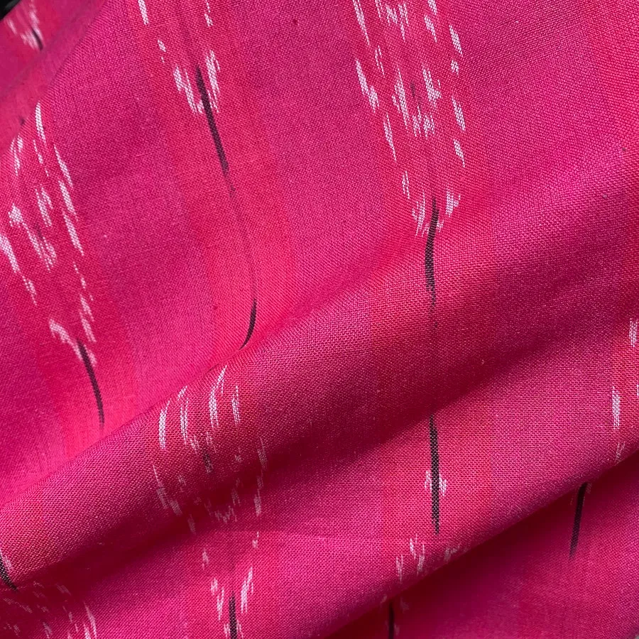 Sale, Hot Pink Feather-Arrow Ikat, Cotton Handloom from India, By the Yard  #TK-48