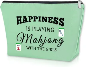 Sazuwu Mahjong Gifts: Green Makeup Bag - Unique Mahjong Themed Items for Women - Grandma, Mom, Aunt, Player Gifts - Travel Pouch