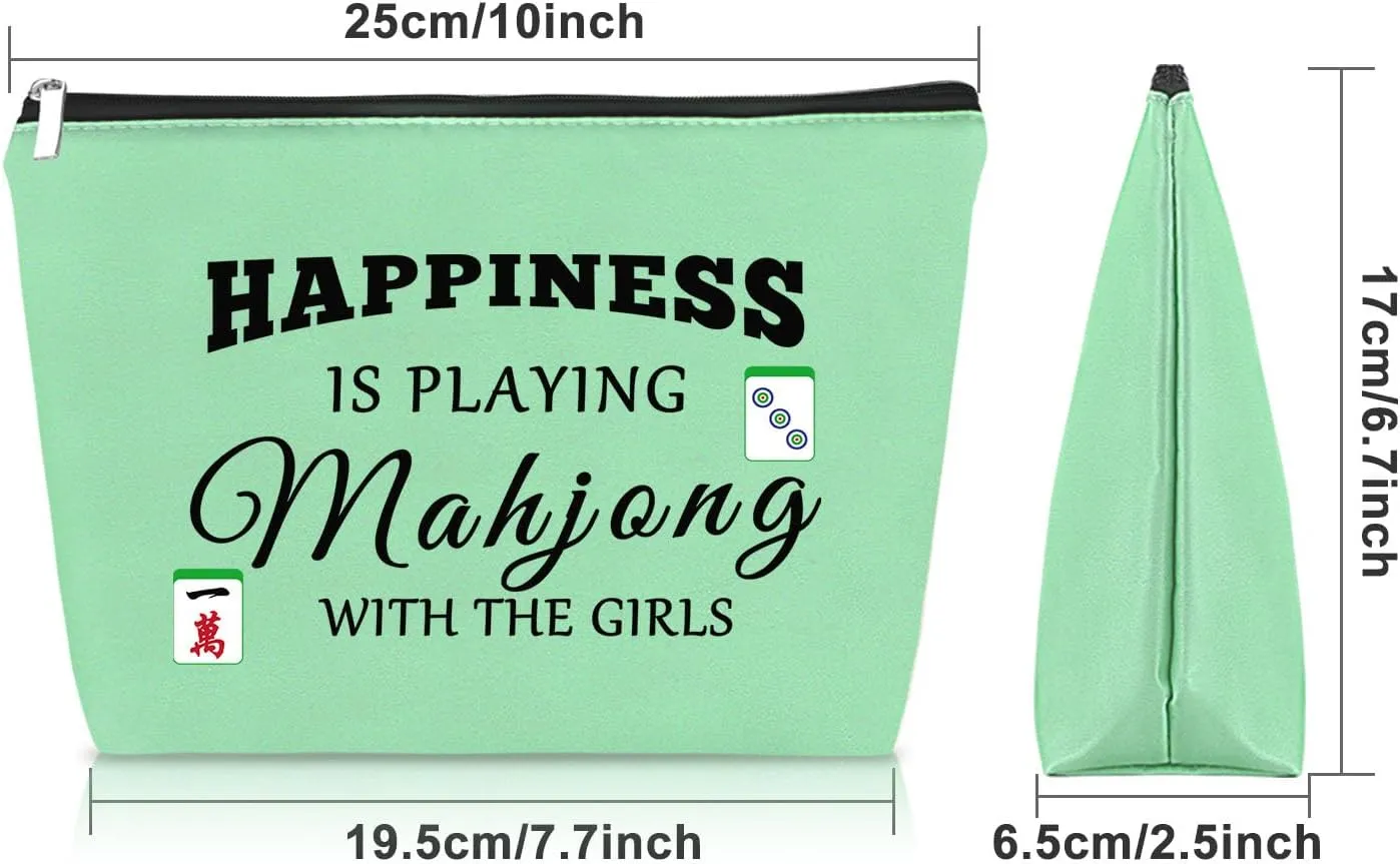 Sazuwu Mahjong Gifts: Green Makeup Bag - Unique Mahjong Themed Items for Women - Grandma, Mom, Aunt, Player Gifts - Travel Pouch