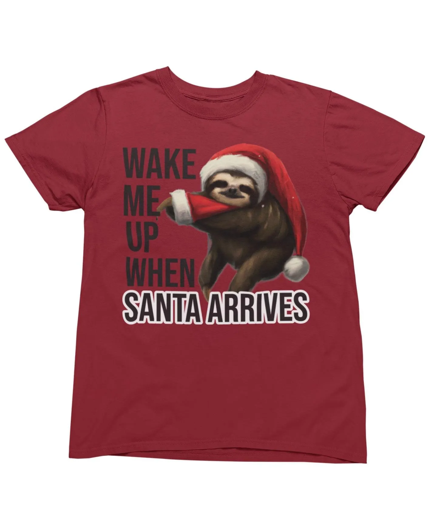 Sloth Wake Me Up When Santa Arrives Christmas T-Shirt