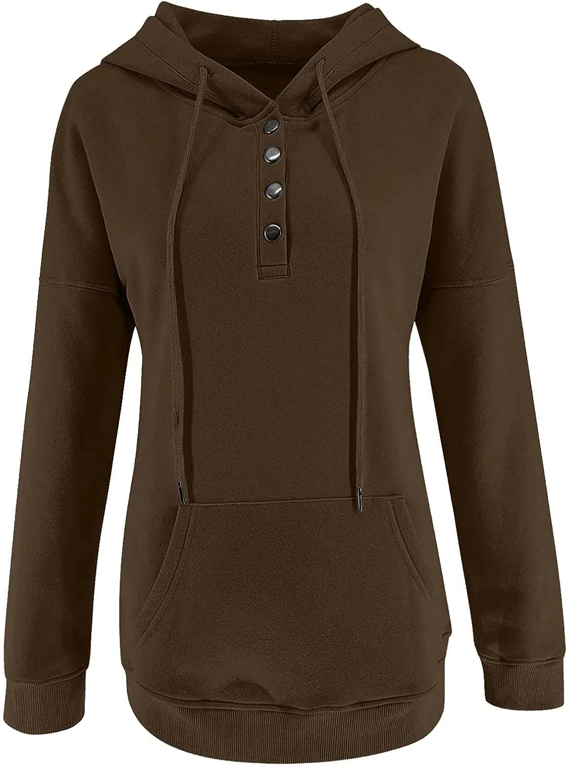 slqdgmryz Hoodies for Women Button Preppy Tunic Sweatshirt Plain Cute Hoodie Drawstring Long Sleeve Pullover with Pockets