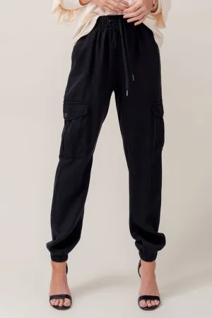 Soft Tencel Drawstring Cargo Joggers