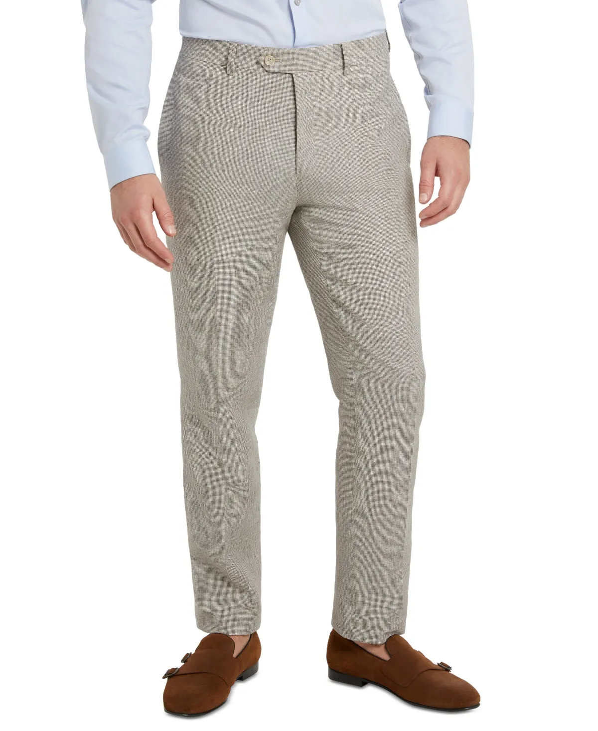 Tallia Mens Slim Fit Houndstooth Dress Suit Pants Tan 30 x 32