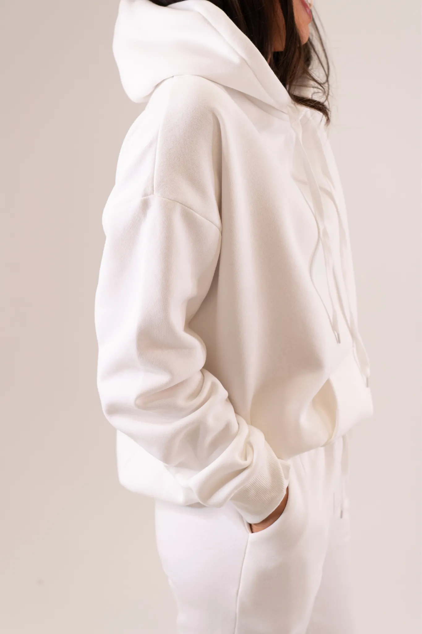 Taylor Drawstring Hoodie In White