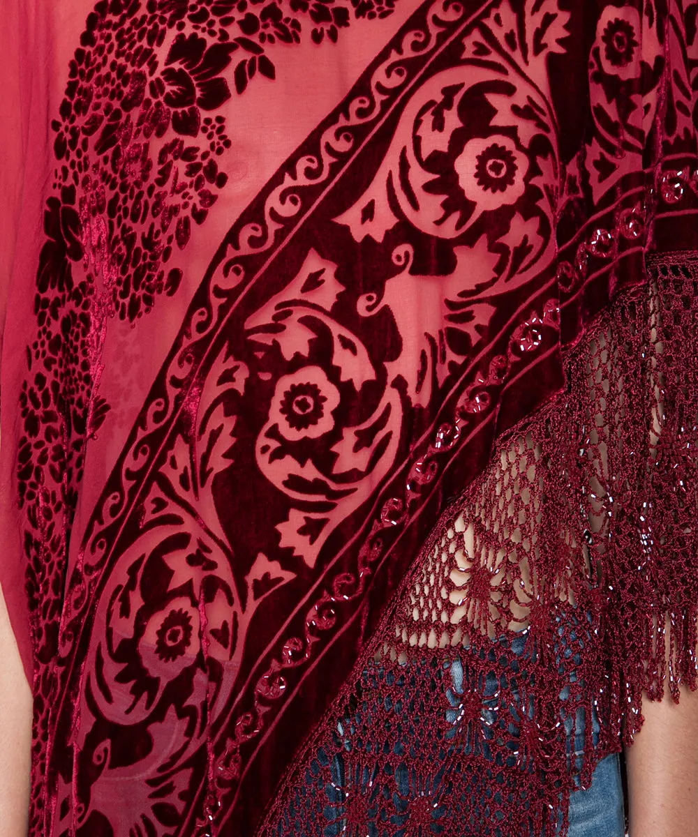 THE SCARLET MIRABELLA SILK PONCHO