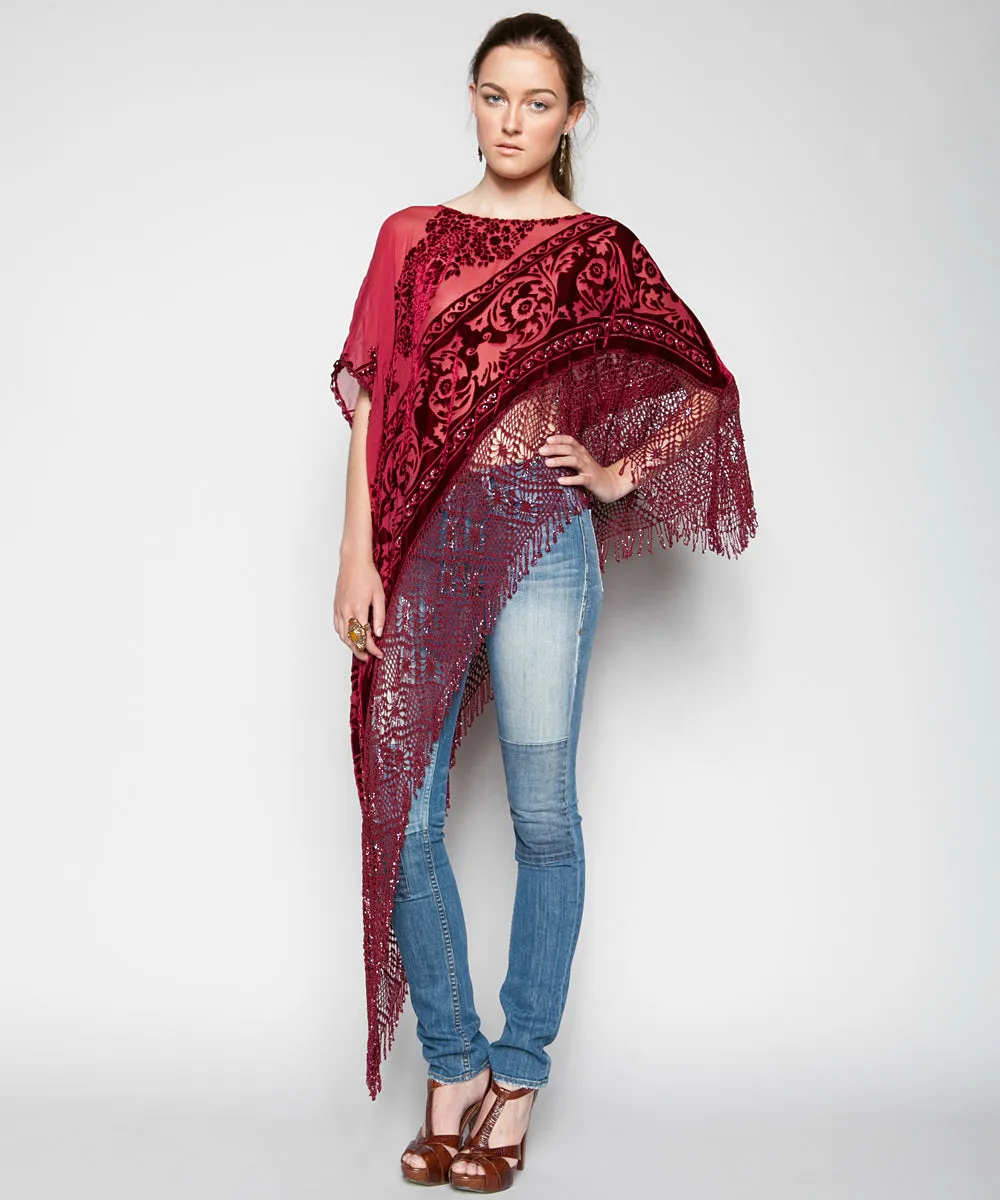 THE SCARLET MIRABELLA SILK PONCHO