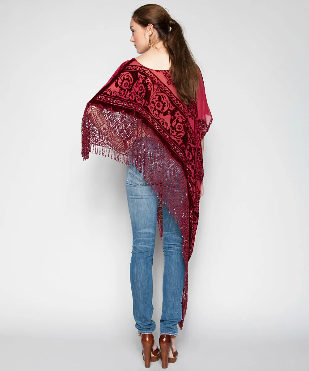 THE SCARLET MIRABELLA SILK PONCHO