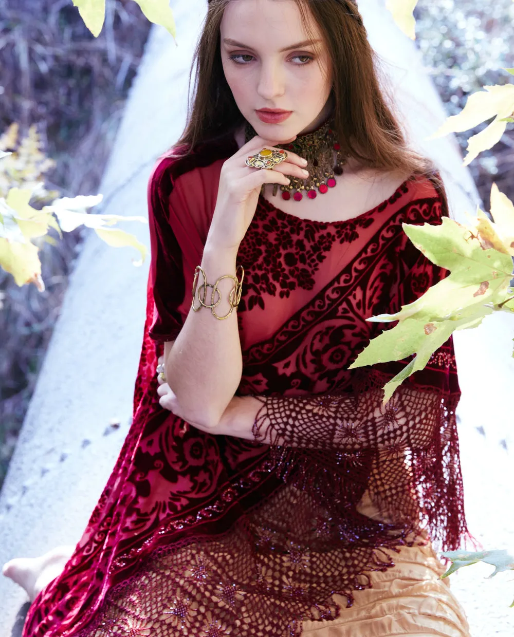THE SCARLET MIRABELLA SILK PONCHO