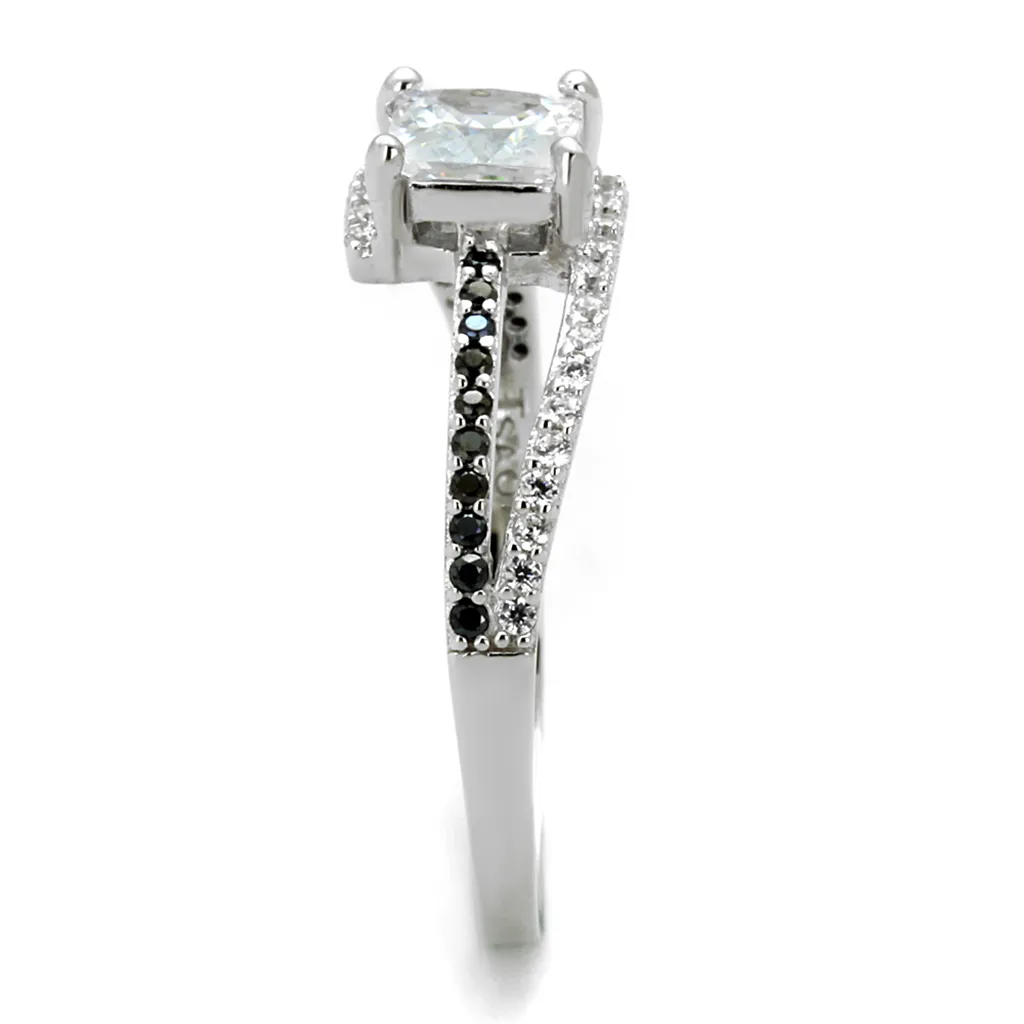 TS488 - 925 Sterling Silver Ring Rhodium Women AAA Grade CZ Clear