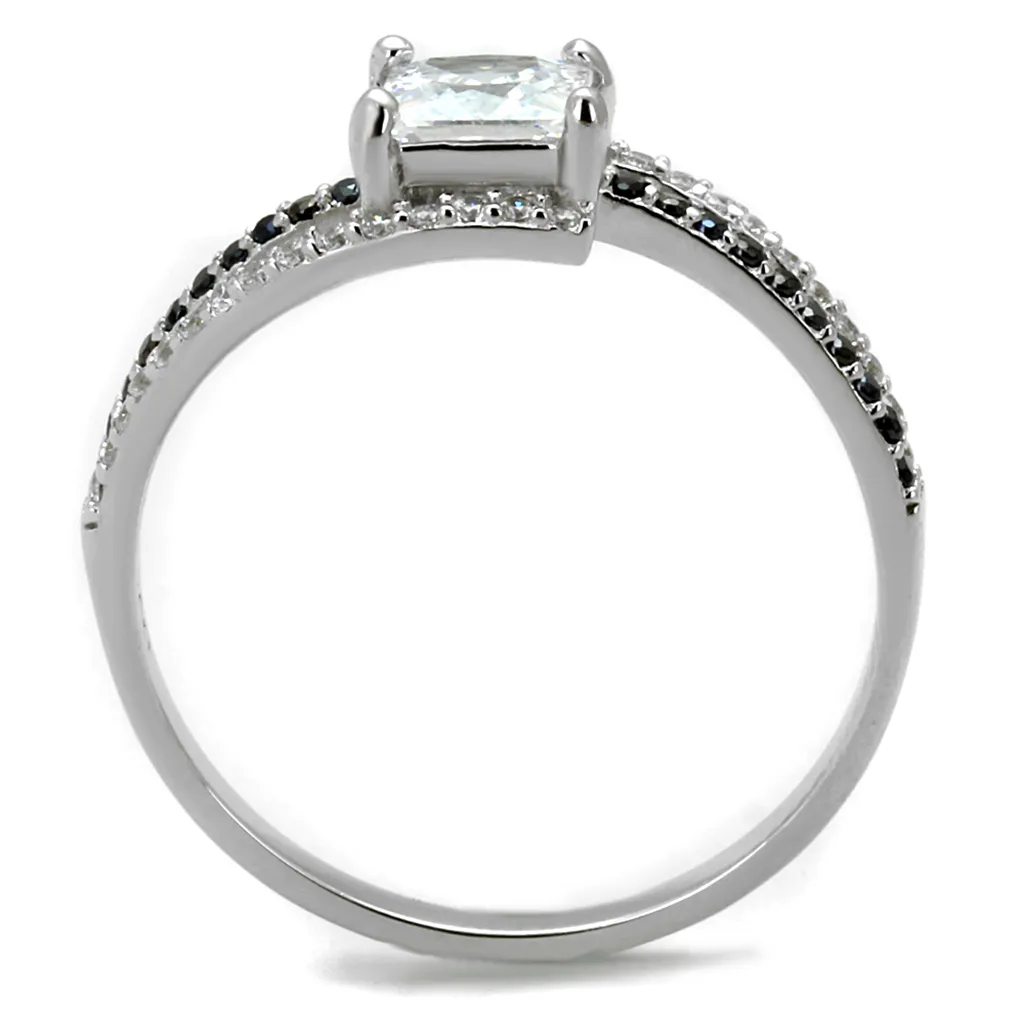 TS488 - 925 Sterling Silver Ring Rhodium Women AAA Grade CZ Clear