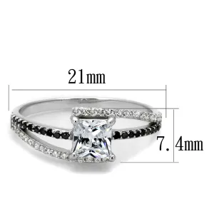TS488 - 925 Sterling Silver Ring Rhodium Women AAA Grade CZ Clear