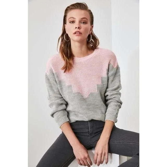 Two Color Women's Knitted Sweater