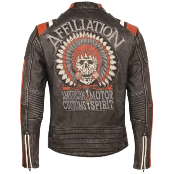 Vintage Indian Skull Leather Jacket - Classic Biker Style