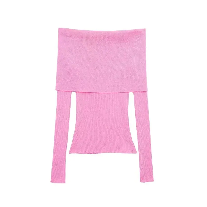 Wenkouban-Christmas Thanksgiving outfits_Elegant Slim Green Off-Shoulder Long Sleeve Female Chic Christmas Sweater