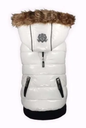 WHITE ELITE REFLECTIVE DOG COAT PUFFER