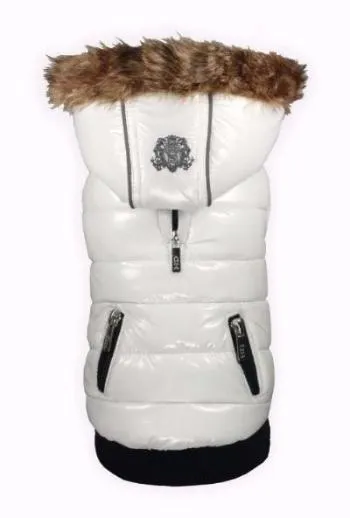 WHITE ELITE REFLECTIVE DOG COAT PUFFER