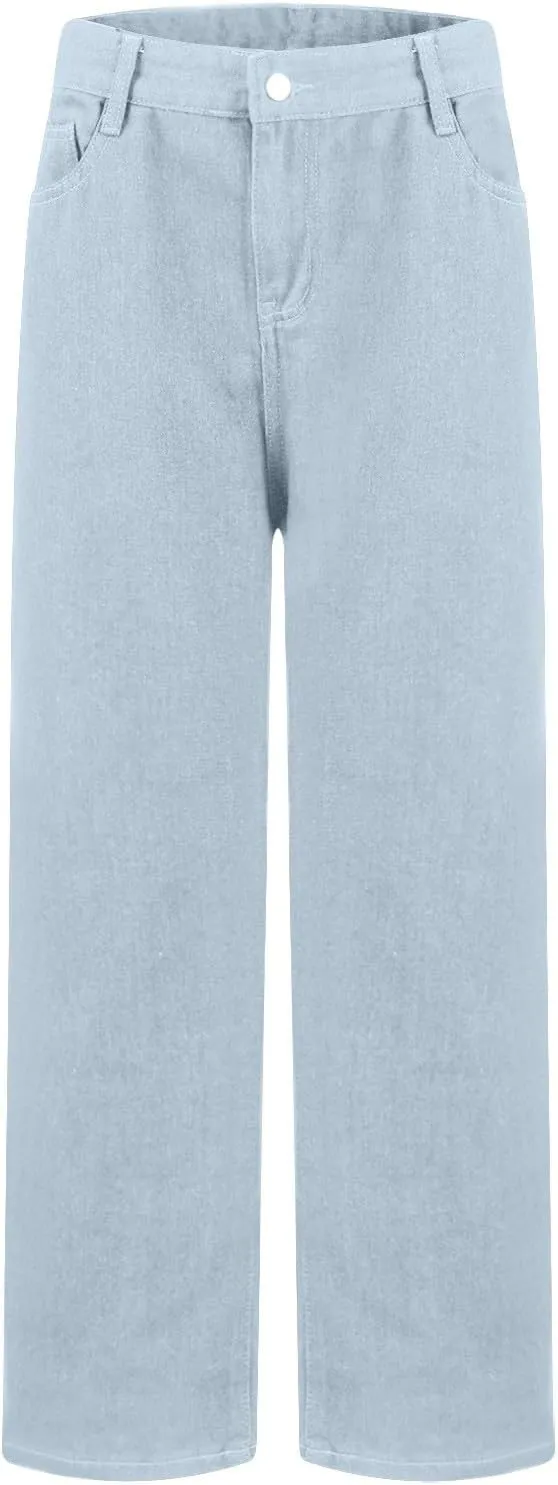 Wide Leg Jeans for Women Fashion Baggy Boyfriends Jeans High Waist Y2k Cargo Pants Vintage Denim Trousers