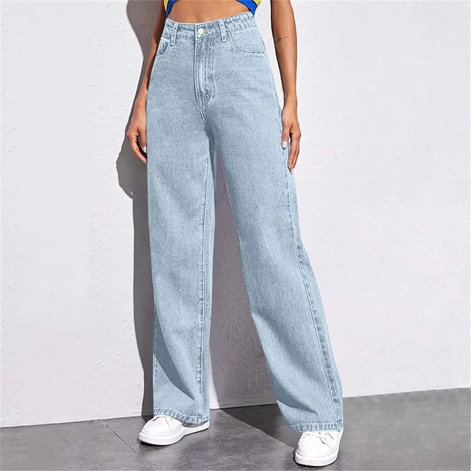 Wide Leg Jeans for Women Fashion Baggy Boyfriends Jeans High Waist Y2k Cargo Pants Vintage Denim Trousers