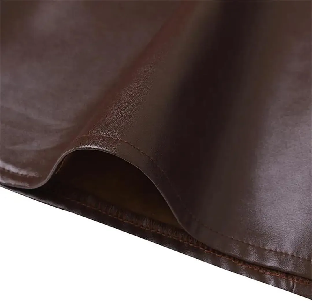 Women PU Leather Maxi Skirt Autumn High Waist Vintage Package Hip Fishtail Skirt Casual Party Skirt