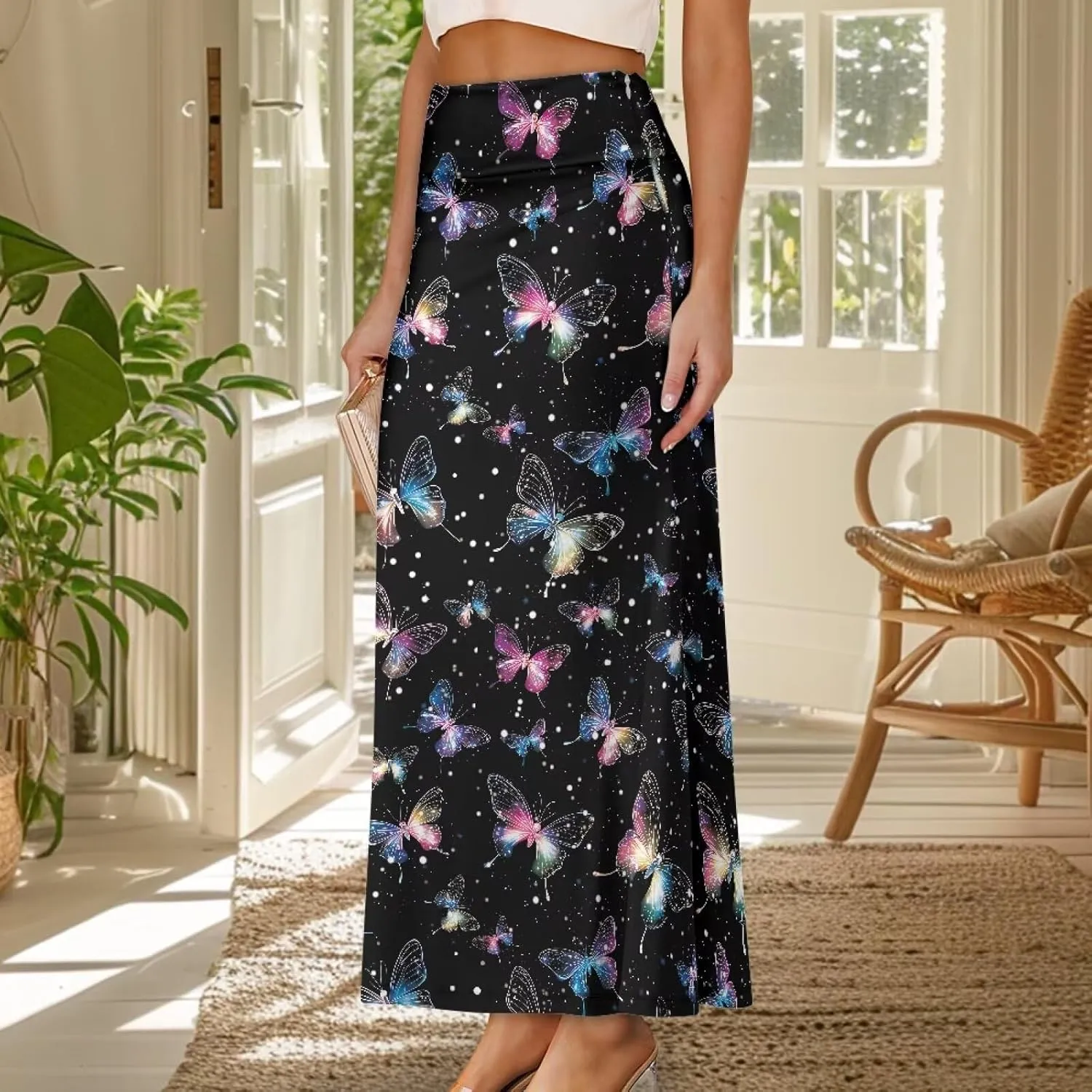 Women's Casual High Waisted Fishtail Bodycon Long Maxi Skirt A-Line Flared Maxi Skirts Fit Cocktail Party Wedding